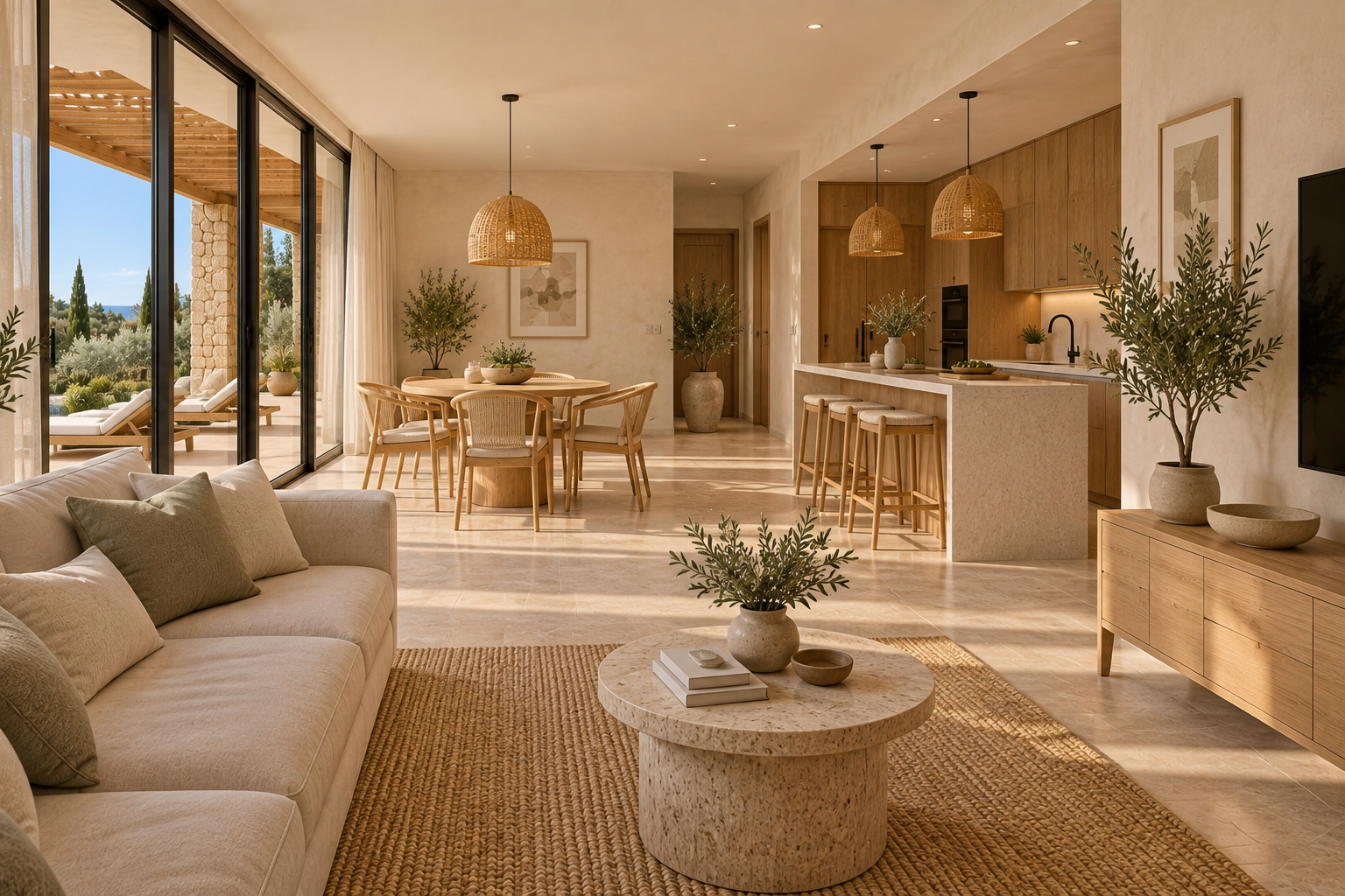 Open-plan villa living room